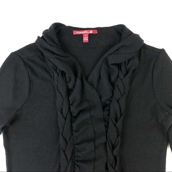 Sevengate Braided Ruffle Flyaway Black Cardigan - Picture 3 of 7